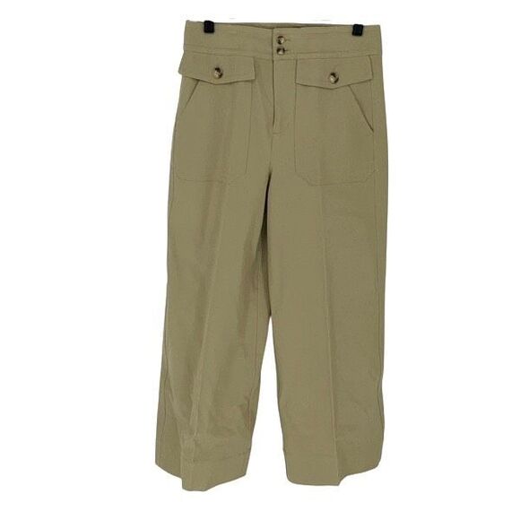J. Crew Womens‎ Officer High Waist Wide Leg Stretch Trouser Pants Khaki Size 4 - Picture 1 of 10